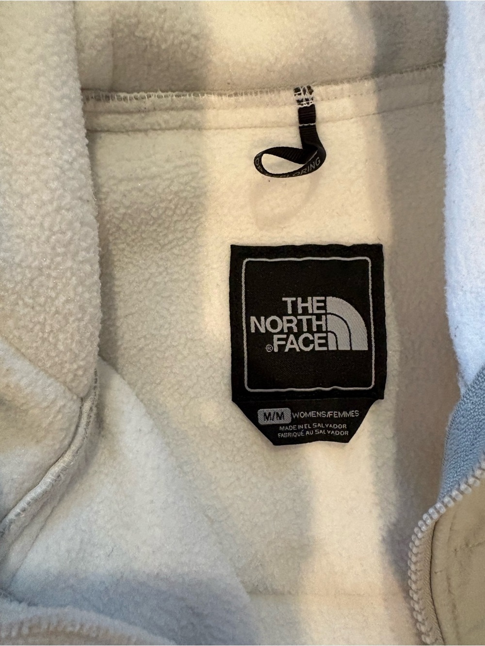 The North Face womens white & Light Gray Hooded Fleece Puffer Jacket - Picture 5 of 10